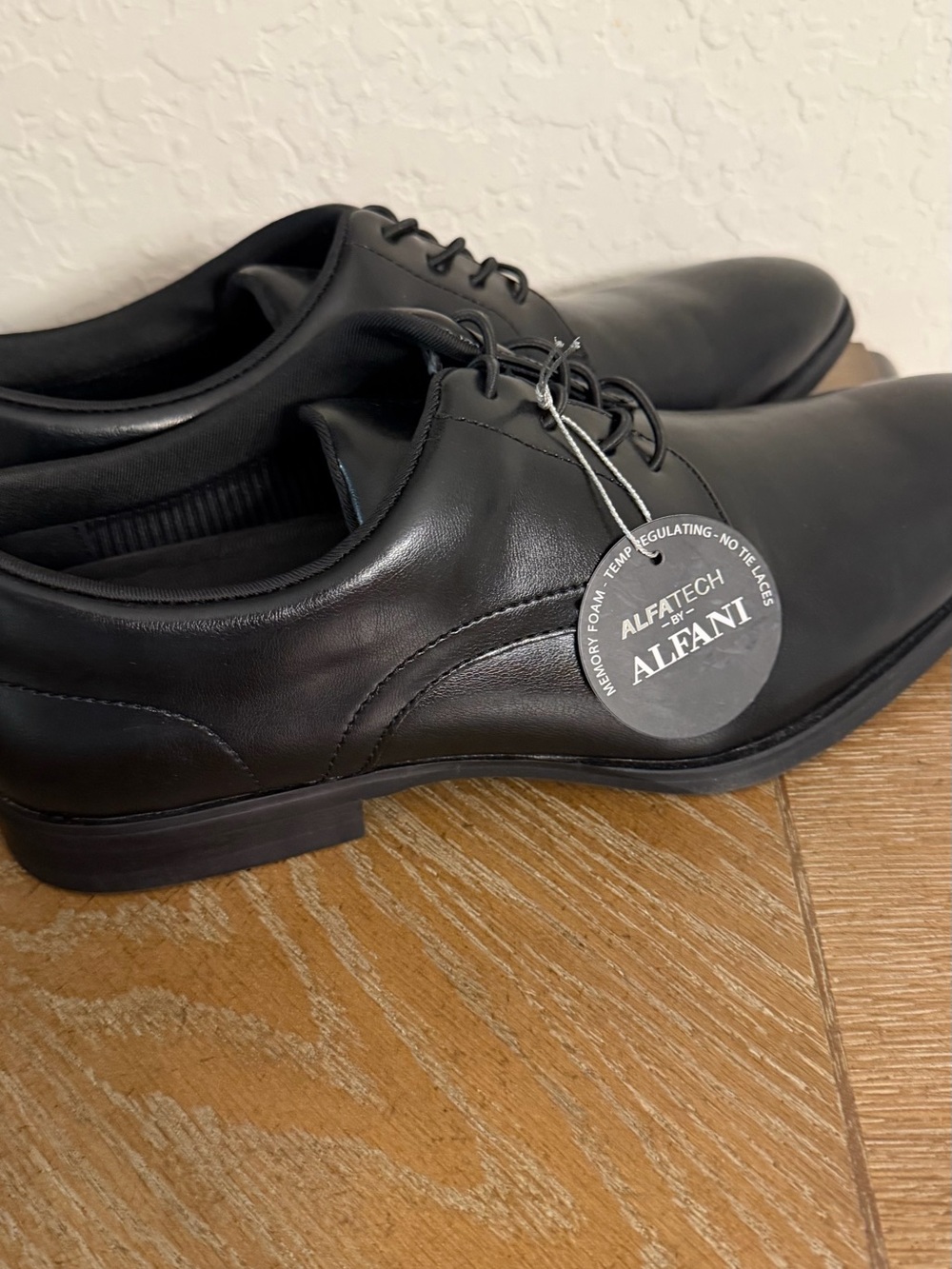 Alfani Black Leather Lace-Up Oxfords